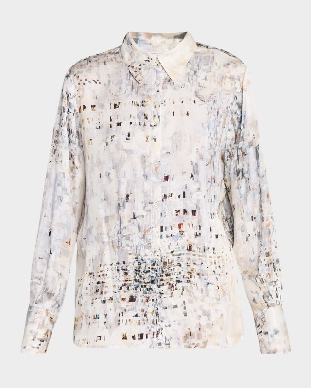 Abstract-Print Viscose Shirt